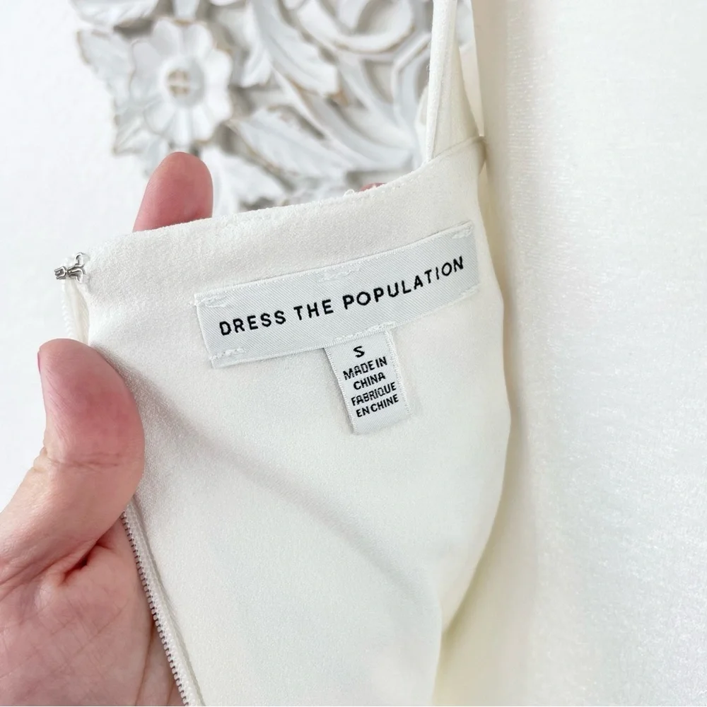 {Dress The Population} Brielle Lace-Trimmed Fit And Flare Dress, Size S